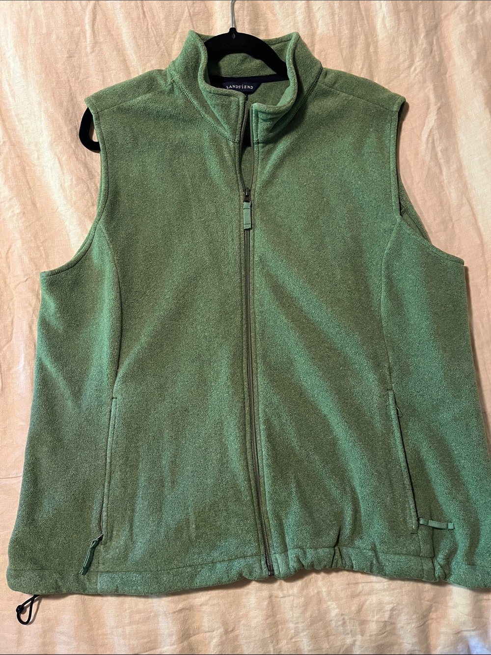 Big kids Lands' End Moss Green Full-Zip Fleece Vest